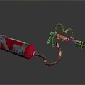 Red Silver Gas Cylinder With Connected Hose And Nozzle Industrial Safety Tool