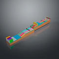 Colorful Building Blocks Long Track Structure With Multi colored Sections And Wooden Base