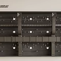 Contemporary Ceiling Display With Modular Metal Panels And Structural Design Elements