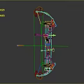 Red Black Compound Bow With Arrow And Mechanical Components Design 3d model