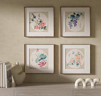 New Chinese Plant Painting Decorative Painting 3d model