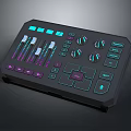 Professional Audio Mixer Console With Black Body Colorful Backlight Knobs Sliders And Buttons