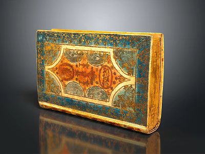 Vintage Decorative Storage Box With Colorful Traditional Patterns And Gold Accents 3d model