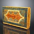 Vintage Decorative Storage Box With Colorful Traditional Patterns And Gold Accents