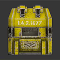 Yellow Futuristic Sci Fi Vehicle with M51 Label Blue Lights and Rusty Metal Texture