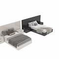 Modern Double Bed Interior Design With Headboard Pillows Bedding And Nightstands 3d model