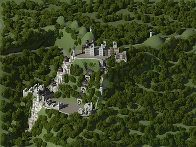 New Chinese Bird's Eye View Tourism Holiday House Shanzhai Tinglou Cliff Villa 3d model