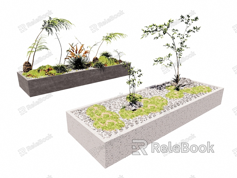 Pteridophyte Landscape Plant Bonsai Moss Kidney Fern Apple Fern Groundland Flower Landscape Grass Landscape Gravel Ecological Landscape Pool model