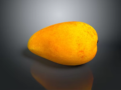 Ripe Yellow Mango With Smooth Surface On Black Background With Reflection 3d model