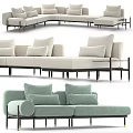 Modern Sofa Designs Featuring Beige And Light Green Cushions With Metal Frames 3d model