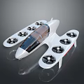 Modern White Drone with Transparent Cockpit and Eight Propellers Streamlined Design 3d model