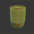 Modern Wooden Striped Stool With Round Top And Simple Design 3d model