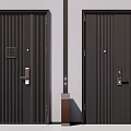 Modern Black Parent Child Doors With Vertical Stripes And Metal Door Locks