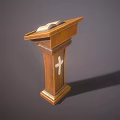 Wooden Functional Table Featuring Open Book and Cross for Podium Design 3d model
