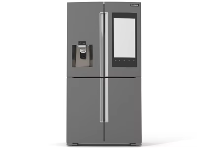Modern Gray Side by Side Refrigerator With Water Dispenser And Digital Screen 3d model