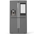Modern Gray Side by Side Refrigerator With Water Dispenser And Digital Screen