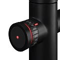 Elegant Black Modern Kitchen Faucet With Flexible Spout And Red Accent Controls