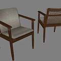Modern Minimalist Dining Chairs With Gray Upholstered Seat And Woven Backrest Wooden Frame