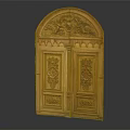 Classic Wooden Door With Intricate Carved Patterns And Double Panel Design