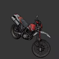 Red And White Off Road Motorcycle With Rugged Design Large Tires And Black Seat