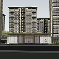 Residential Garden Landscape Design With High Rise Buildings Green Plants And Walkways