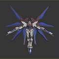 Mecha Character 3D Model With Blue Red Wings And White Body Design 3d model