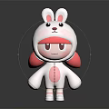 Cute Cartoon Rabbit Character With White Body Pink Ear Tips And Red Nose