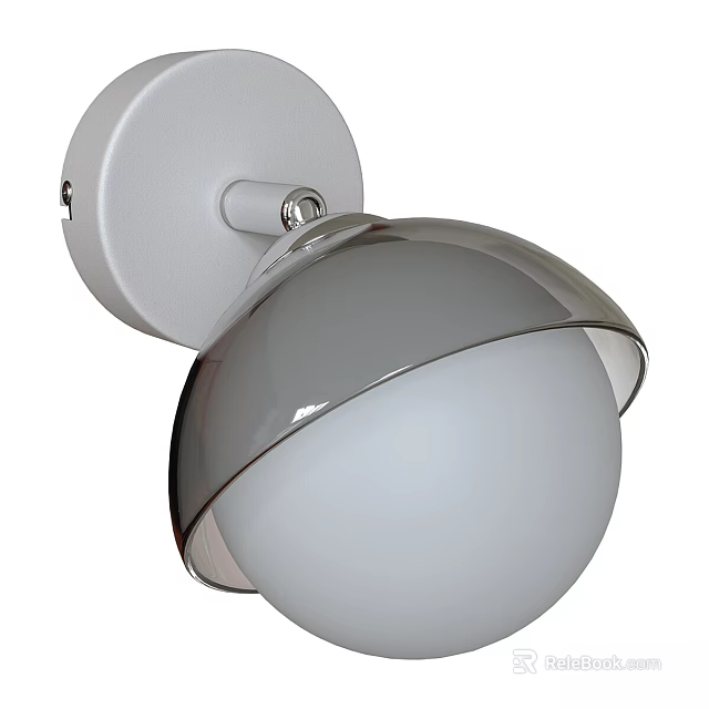 Modern Wall Lamp with White Round Base and Metallic Hemispherical Shade 3d model
