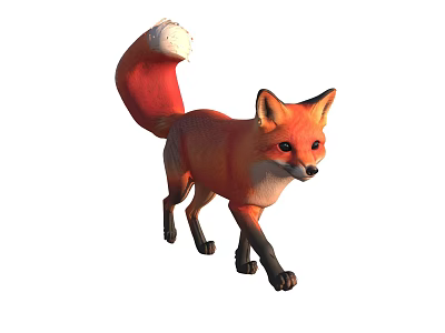 Vibrant Red Reptile With White Tail Tip And Black Eyes Standing Pose 3d model