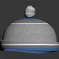 Textured Dome Shaped Hat With Blue Trim And Decorative Top Design 3d model
