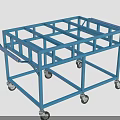 Blue Metal Frame Cart With Multi Layer Structure And Rolling Wheels 3d model