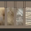 Elegant Hanging Display Panels With Text And Architectural Art In Interior Space 3d model