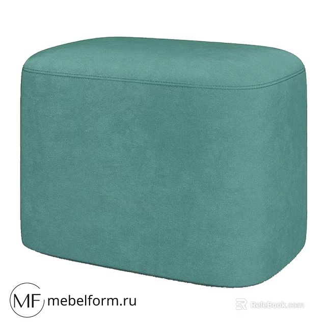 Teal Soft Fabric Upholstered Square Ottoman For Modern Living Room Seating 3d model 