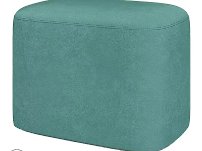 Teal Soft Fabric Upholstered Square Ottoman For Modern Living Room Seating 3d model