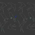 Flying Animals Swallow Silhouettes Featuring Blue And White Designs In Different Flying Poses