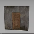 Vintage Wooden Door Set Against Old Weathered Wall With Rustic Texture