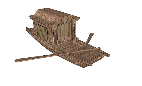 Chinese wooden boat 3d model