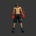 Shirtless Anime Male Figurine With Black Headband Shorts Red Gloves Blue Shoes Holding Red Objects 3d model