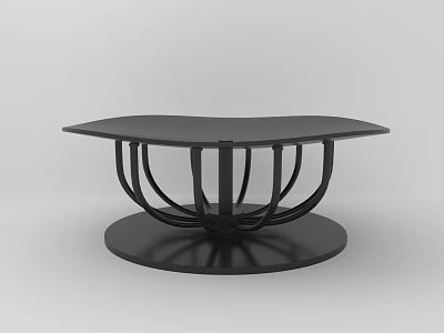 Black Modern Coffee Table With Curved Legs And Round Base Design 3d model