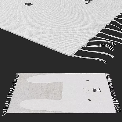 Square Rugs With Tassels And Rabbit Design 3d model