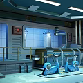 Cartoon Scene Of Industrial Style Room With Metal Pipes Equipment And Broken Floor Chair