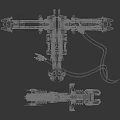 Large Sci Fi Space Station With Complex Mechanical Structures In Starry Cosmic Background 3d model
