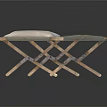 Industrial Equipment Portable Cot With Canvas Surface Wooden Legs And Gray Pillow