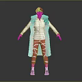 3D Render Character Wearing Pink Feather Decorated Coat White Top Strapped Pants And Silver Boots