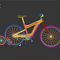 Red Bicycle With Small Red Bike Black Seat Silver Spokes Wheels Gray Background Reflection