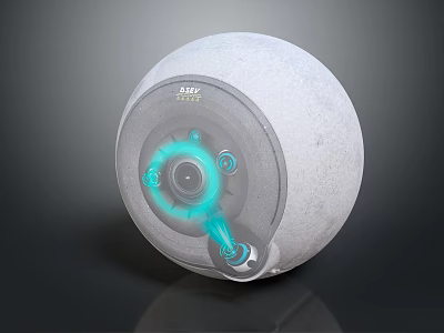 Smart Spherical Intelligent Device With Blue Light Ring And Transparent Panel Design 3d model