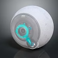 Smart Spherical Intelligent Device With Blue Light Ring And Transparent Panel Design 3d model