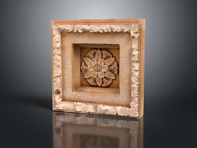 Carved Plant Flower Design In Decorative Wooden Frame With Intricate Details 3d model