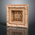 Carved Plant Flower Design In Decorative Wooden Frame With Intricate Details