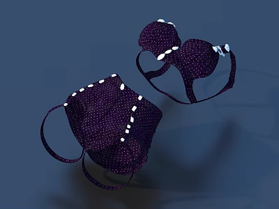 Purple Protective Masks With White Dots And Elastic Ear Straps 3d model